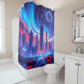 Futuristischer Stadtduschvorhang Duschvorhang (Beispiel)