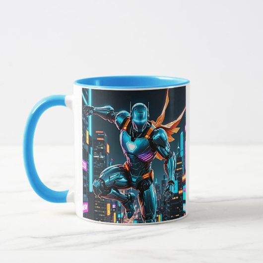 Futuristischer Superheld in High-Tech-Rüstung. Tasse (Links)