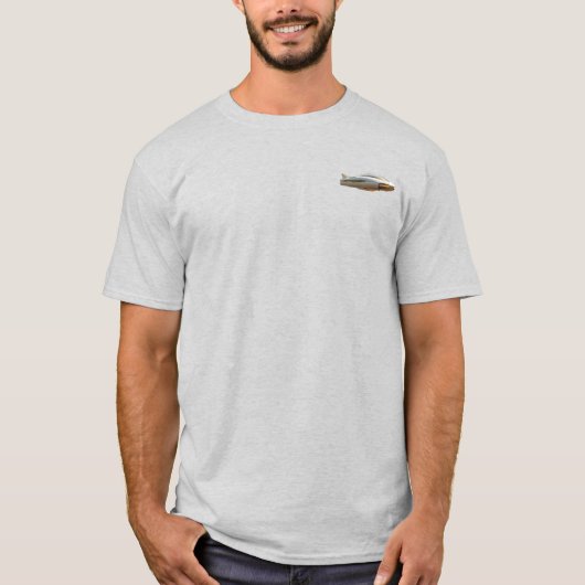 Futuristischer T - Shirt mit fliegendem Fahrzeug (Vorderseite)