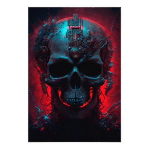Futuristischer Totenkopf mit glühendem Hintergrund Fotodruck