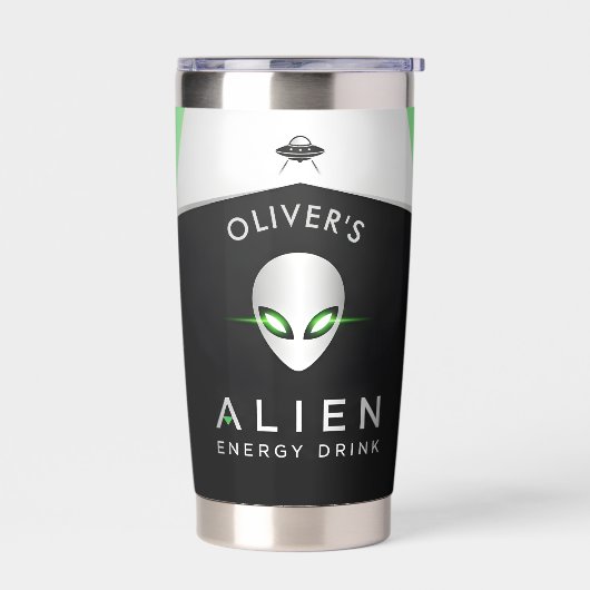 Futuristischer UFO- und Alien-Kopf Thermobecher (Links)