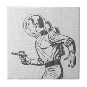 Futuristischer und nostalgischer Retro-Sci-Fi-Stra Fliese