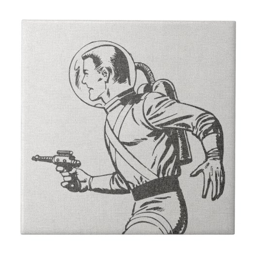 Futuristischer und nostalgischer Retro-Sci-Fi-Stra Fliese (Vorderseite)