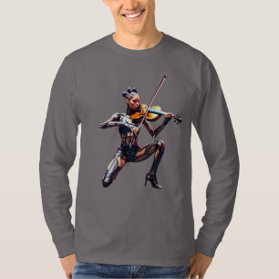 Futuristischer Violinist Robot - Langschläfer T - T-Shirt