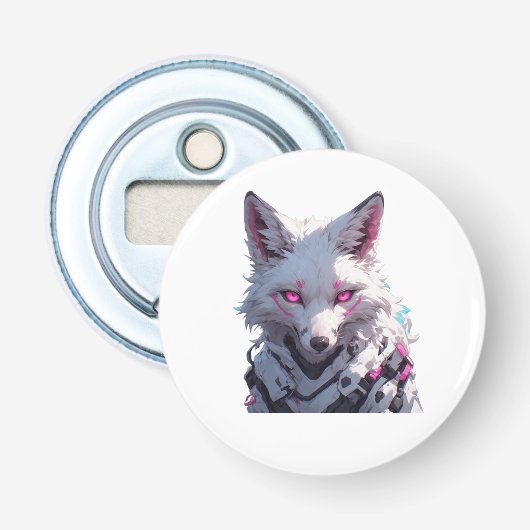 Futuristischer Weißfuchs Flaschenöffner (Vorderseite)