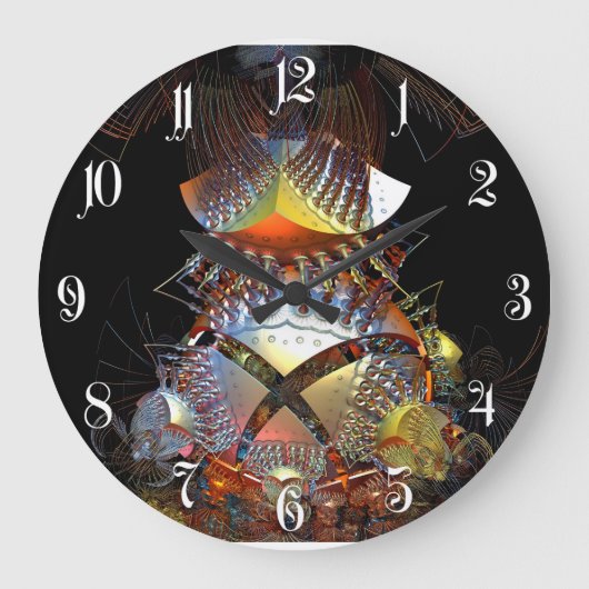 Futuristisches 3D-Fraktal Große Wanduhr (Vorderseite)