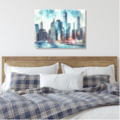 Futuristisches Abstrakte von New York City Leinwanddruck (Insitu (Schlafzimmer))