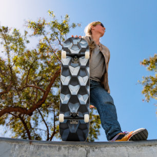 Futuristisches abstraktes blaues geometrisches Met Skateboard