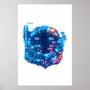 Futuristisches AI-Datenkopf-Poster – Cyber-Tech  Poster