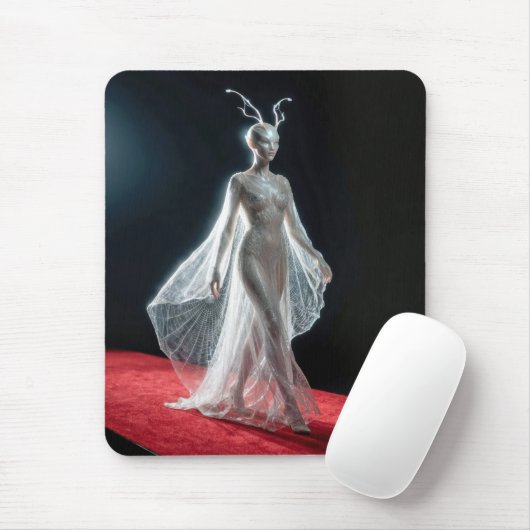 Futuristisches Alien-Modell in Spinnennetz-Kleid Mousepad (Mit Mouse)