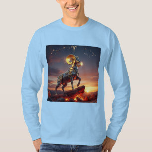 Futuristisches Aries Mech-Widder-Zodiac-Design T-Shirt
