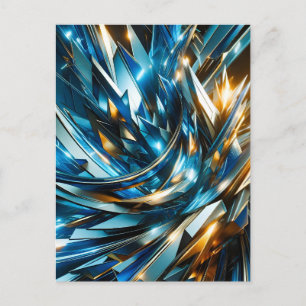 Futuristisches Blau Gold Abstrakt Metallisch Geome Ankündigungspostkarte