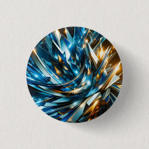 Futuristisches Blau Gold Abstrakt Metallisch Geome Button