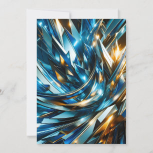 Futuristisches Blau Gold abstrakt metallisch geome Feiertagskarte