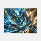 Futuristisches Blau Gold Abstrakt Metallisch Geome Fußmatte (Vorderseite)