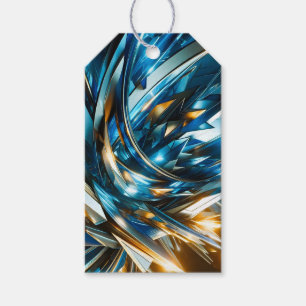 Futuristisches Blau Gold Abstrakt Metallisch Geome Geschenkanhänger