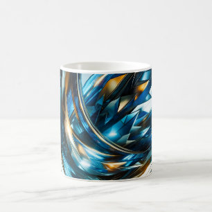 Futuristisches Blau Gold Abstrakt Metallisch Geome Kaffeetasse
