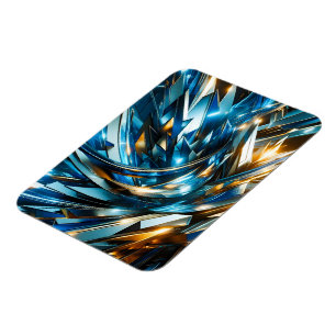 Futuristisches Blau Gold Abstrakt Metallisch Geome Magnet
