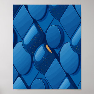 Futuristisches blaues geometrisches Design Poster