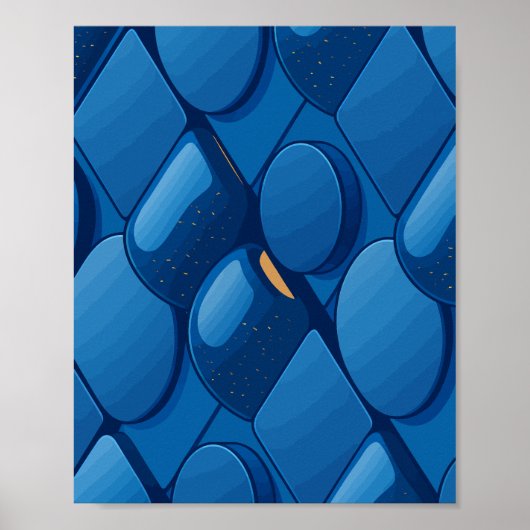 Futuristisches blaues geometrisches Design Poster (Vorne)