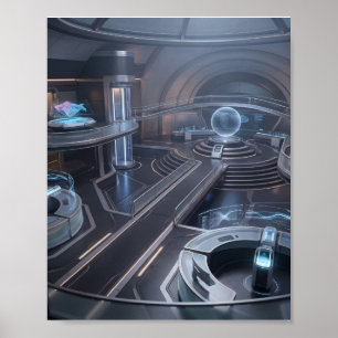 Futuristisches Cyber-Gaming-Kommandozentrum Poster