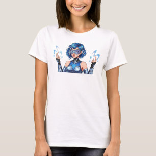 Futuristisches Cyber-Girl-Grafik T-Shirt für Fraue
