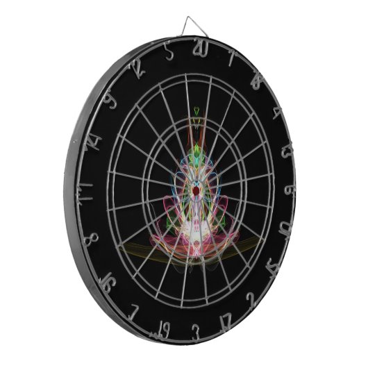 Futuristisches Dartboard mit Neon Lights Dartscheibe (Vorderseite Links)