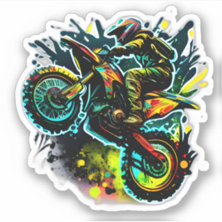 Futuristisches Dirt Bike, Neon Motocross Abfahrt R Aufkleber