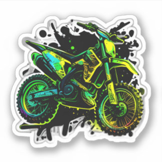 Futuristisches Dirt Bike, Neon Motocross Abfahrt R Aufkleber