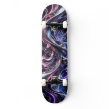 Futuristisches Flüssig-Mosaik-Skateboard - 3D abst