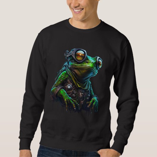 Futuristisches Frosch Hoodie Sweatshirt - Bleibe W (Vorderseite)