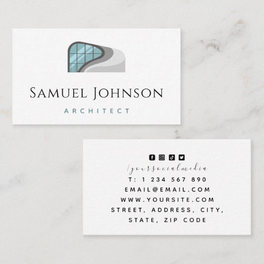Futuristisches Gebäude Moderner Architekt Minimali Visitenkarte (Vorne/Hinten)