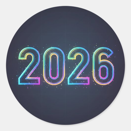 Futuristisches Glühen 2026 Zahlen mit Neonlicht Runder Aufkleber (Vorderseite)
