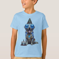 Futuristisches Golden Retriever Geburtstags T-Shir