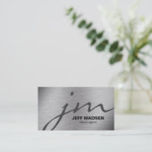 Futuristisches Grau und Schwarz auf Stahl Visitenkarte (Stehend Vorderseite)