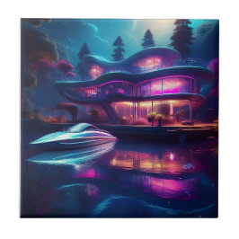 Futuristisches Haus am See Fliese