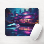 Futuristisches Haus am See Mousepad (Mit Mouse)