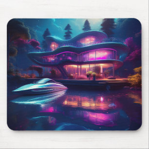Futuristisches Haus am See Mousepad