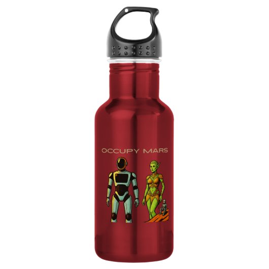 Futuristisches humanoide Roboterdesign Edelstahlflasche (Vorderseite)