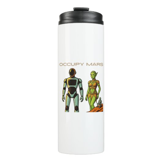 Futuristisches humanoide Roboterdesign Thermosbecher (Vorderseite)
