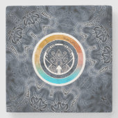 Futuristisches Kaleidoskopmuster Steinuntersetzer (Vorderseite)