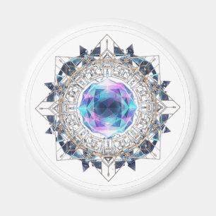 Futuristisches Kristall-Mandala – Geometrische Tec Magnet