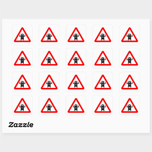 Futuristisches Medizin-Bot-Warnschild Quadratischer Aufkleber