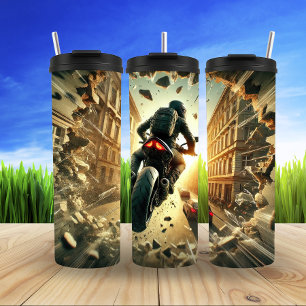 Futuristisches Motorrad mit LED-Leuchten Thermosbecher