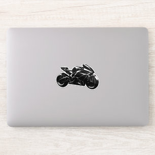 Futuristisches Motorrad Schwarz Weiß Vektor Aufkleber