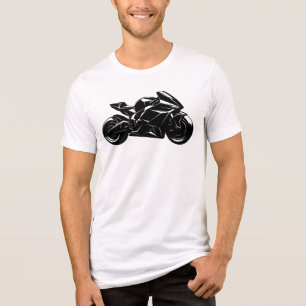 Futuristisches Motorrad Schwarz Weiß Vektor Tri-Blend Shirt