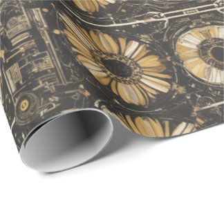 Futuristisches nahtloses Blumenmuster Geschenkpapier