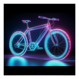 Futuristisches Neon Bicycle - Hightech Wireframe A Poster