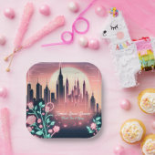 Futuristisches Neon-Brautparty für elektrische Ros Pappteller (Party)