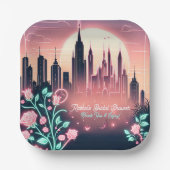 Futuristisches Neon-Brautparty für elektrische Ros Pappteller (Vorderseite)